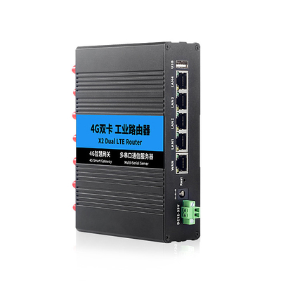 Hitam Stabil 4G Din Rail WiFi Router RS232 RS485 Dengan Port USB